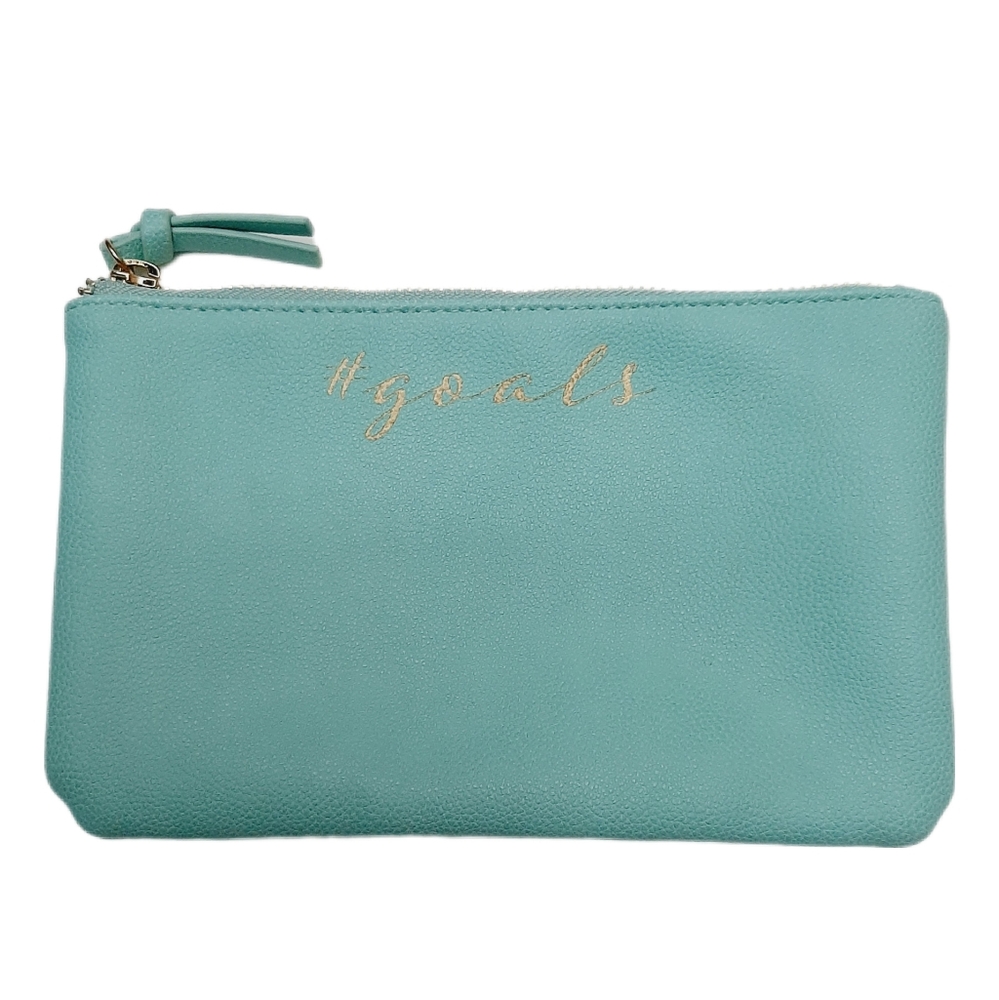 🍒4 for $20🍒 INDIGO "Goals" Vegan Solid Light Blue Zip-Up Pouch Make-Up Bag